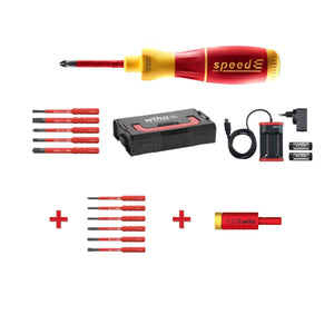 Wiha speedE® elektronischer Schraubendreher Set 1 + L-Boxx + 2x 1,5 Ah Akku + Ladegerät + Bits ( 41911 ) + Easy Torque Adapter ( 41342 ) + Bit Set Torx Satz 6 tlg. ( 42210 )