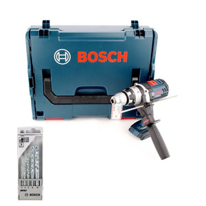 Bosch GSB 18 VE-2-Li 18V Li-Ion Professional Akku Schlagbohrschrauber Solo in L-Boxx + Bosch 5 tlg. Steinbohrer Set Impact 4 - 10 mm