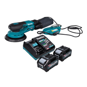 Makita BO 002 CGM201 Akku Exzenterschleifer 40 V max. 150 mm 5,0 mm Hub Brushless + 2x Akku 4,0 Ah + Ladegerät