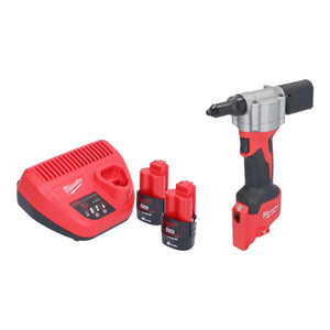 Milwaukee M12 BPRT-202 Akku Blindnietgerät 12 V 20,32 mm + 2x Akku 2,0 Ah + Ladegerät