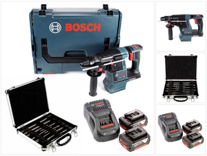Bosch GBH 18 V-26 18 V Li-Ion Akku Bohrhammer Professional SDS-Plus ( 0611909001 ) + 2x Akku 5,0Ah + Ladegerät + 11 tlg. Bohrer- und Meißelset + L-Boxx