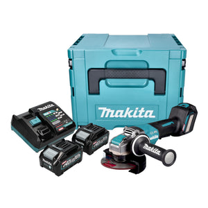 Makita GA 044 GM201 Akku Winkelschleifer 40 V max. 125 mm X-LOCK Brushless + 2x Akku 4,0 Ah + Ladegerät + Makpac