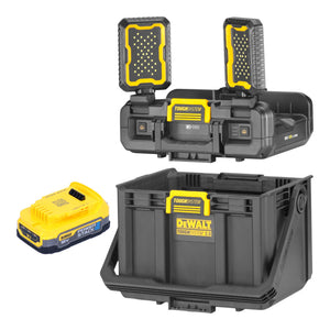DeWalt DWST08061-1 Werkzeugbox mit integrierten Leuchten 395 x 352 x 255 mm ToughSystem 2.0 + 1x Powerstack Akku 1,7 Ah - ohne Ladegerät