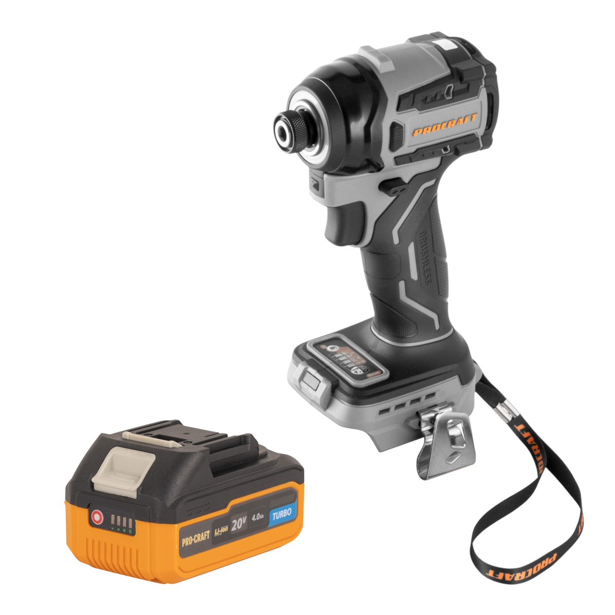 Procraft Industrial ID20Abb Akku Schlagschrauber 20 V 180 Nm 1/4" + 1x Akku 4,0 Ah - ohne Ladegerät