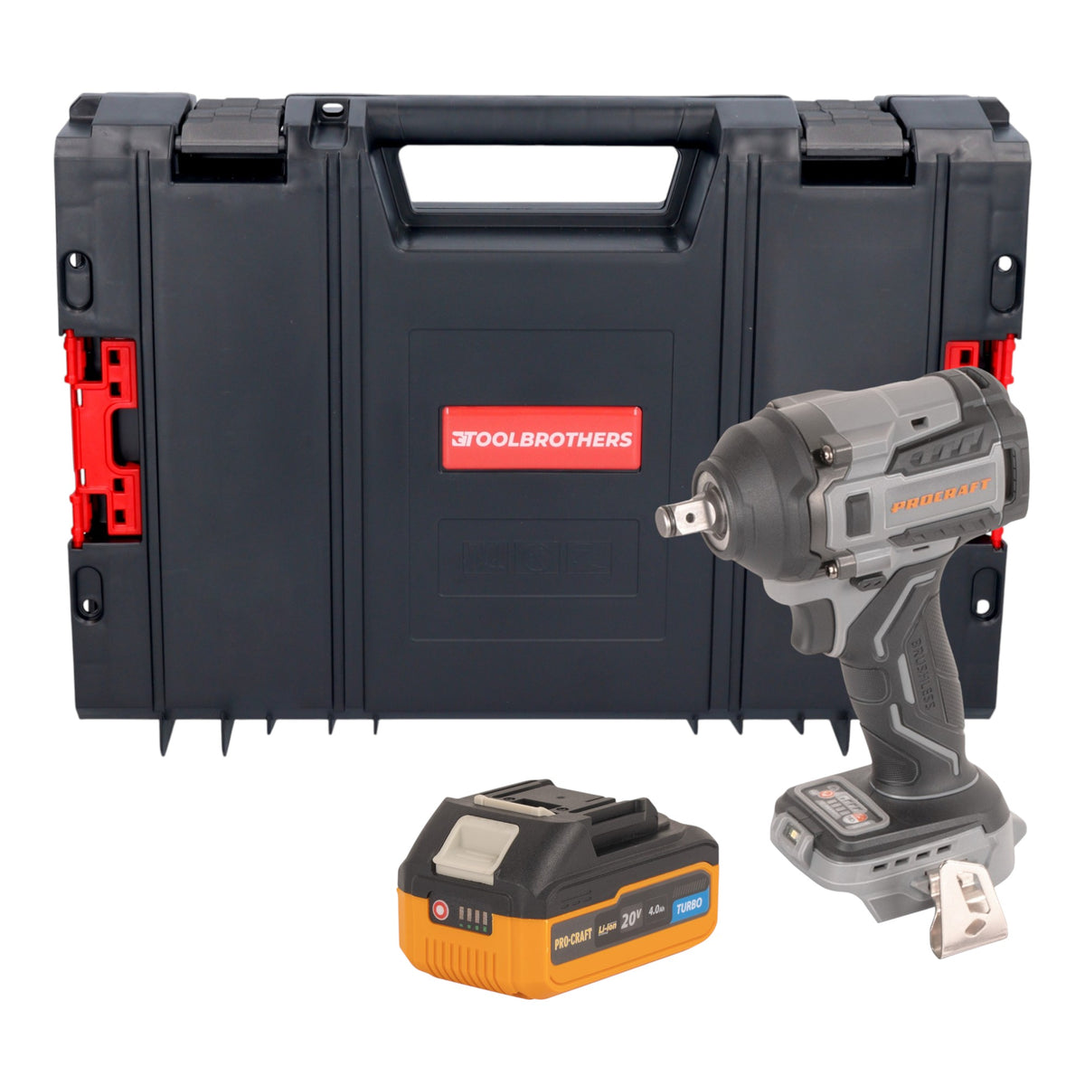 Procraft Industrial IW550Abb Akku Schlagschrauber 20 V 550 Nm 1/2" + 1x Akku 4,0 Ah + RHINO Toolcase - ohne Ladegerät