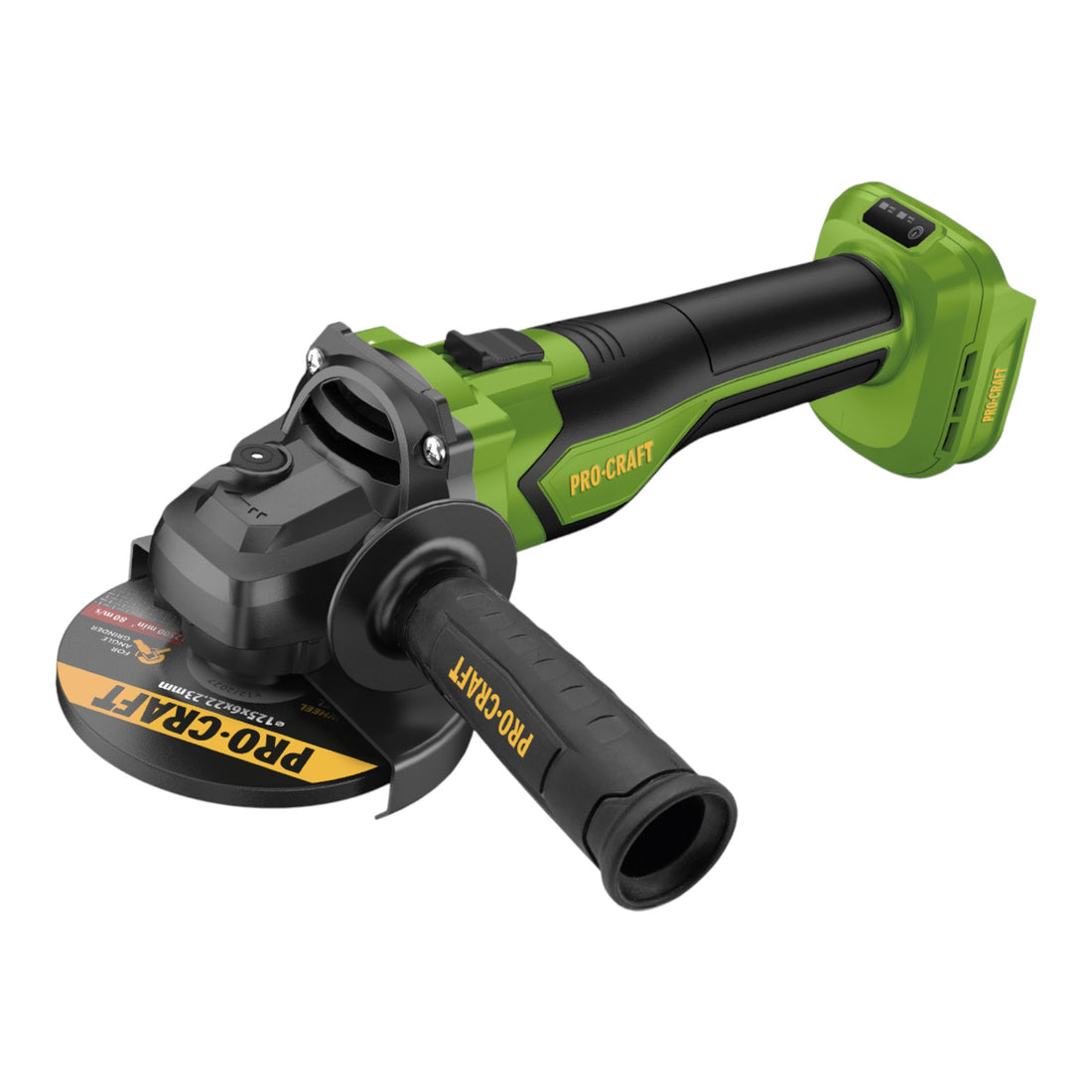 Procraft PGA22-BB Akku Winkelschleifer 20 V 125 mm Brushless + 1x Akku 2,0 Ah + Ladegerät + RHINO Toolcase