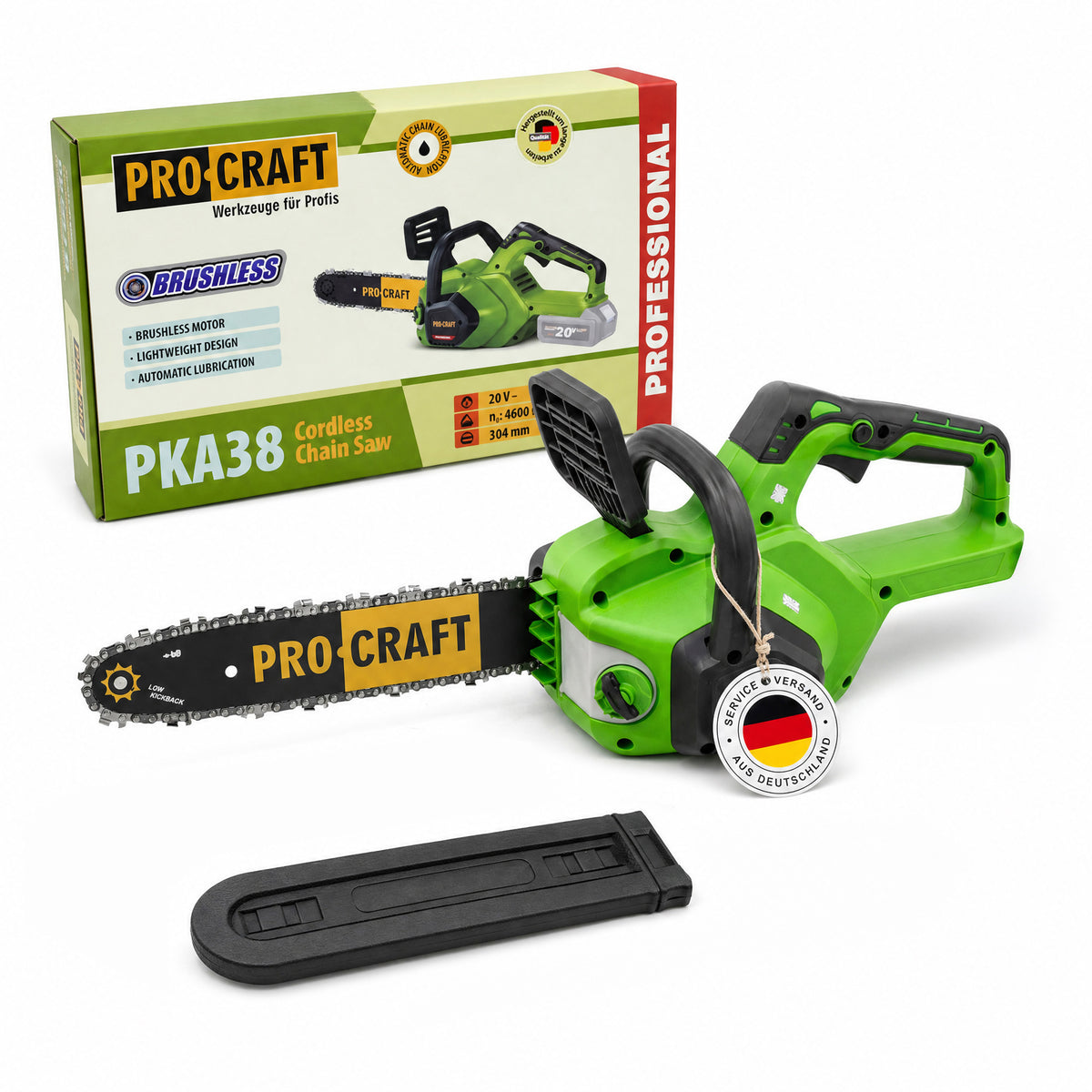 Procraft PKA38 Akku Kettensäge 20 V 304 mm Brushless Solo - ohne Akku, ohne Ladegerät