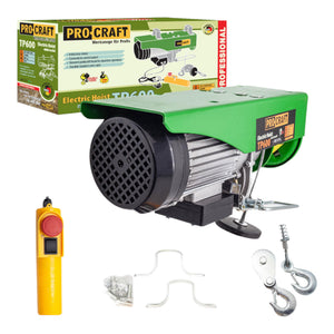 Procraft TP600 elektrische Seilwinde Seilzug 1200 W 6 mm Tragfähigkeit ohne/mit Umlenkrolle 300/600 kg Hubhöhe 12/6 m