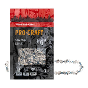 Procraft L.1/4.37 Sägekette 6” (150 mm) 1/4” 1,1 mm 37 TG - für Kettensäge