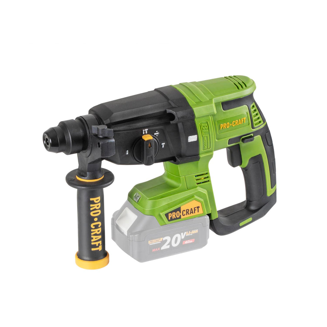 Procraft PHA40bb-c Akku Bohrhammer 20 V 2,6 J SDS plus Brushless + 1x Akku 4,0 Ah + Koffer - ohne Ladegerät