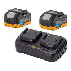Procraft Starter Set 20 V 20/2 Doppel Ladegerät + 2x 20/4 Industrial Akku 4,0 Ah