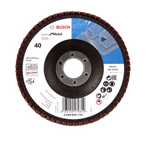 Bosch Fächerschleifscheiben X551 Expert for Metal 125mm, K40, 100 Stück ( 100x 2608606716 )
