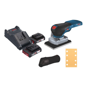 Bosch GSS 18V-13 Professional Akku Schwingschleifer 18 V 100 x 110 mm + 2x Akku 2,0 Ah + Ladegerät