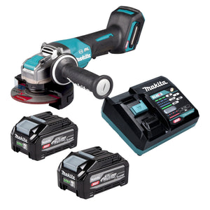 Makita GA 047 GU201 Akku Winkelschleifer 40 V max. 125 mm X-LOCK Brushless + 2x Akku 4,0 Ah + Ladegerät