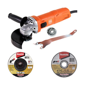 FEIN WSG 7-125 Winkelschleifer 700W 125mm + Schnellspannmutter + Makita Trennscheiben + Schruppscheiben
