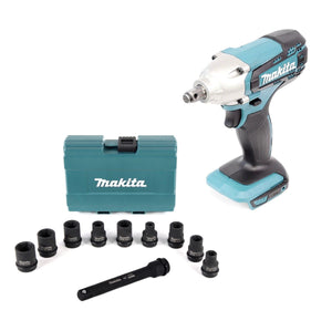 Makita DTW 190 Z Akku Schlagschrauber 1/2" 18V Solo + Steckschlüssel Nuss Set 1/2" 9 tlg. + 1/2" Verlängerung für Schlagnüsse 150mm - ohne Akku, ohne Ladegerät