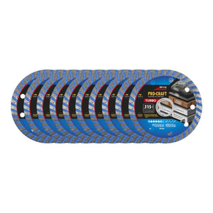 Procraft DT115 Diamanttrennscheibe Turbo 115 x 22,23 mm 10 Stück