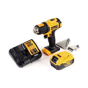 DeWalt DCE 530 P1 Akku Heißluftpistole 18V 530°C + 1x Akku 5,0Ah + 1x Lader + Flächen- und Reflektordüse