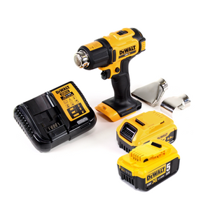 DeWalt DCE 530 P2 Akku Heißluftpistole 18V 530°C + 2x Akku 5,0Ah + 1x Lader + Flächen- und Reflektordüse