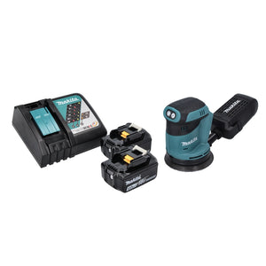 Makita DBO 180 RM Akku Exzenterschleifer 18 V 125 mm + 2x Akku 4,0 Ah + Ladegerät