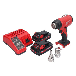 Milwaukee M18 BHG-302 Akku Heißluftgebläse 18 V 470 °C + 2x Akku 3,0 Ah + Ladegerät