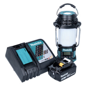 Makita DMR 056 RG1 Akku Radio 18 V FM DAB+ mit Laterne 360° Taschenlampe IP65 + 1x Akku 6,0 Ah + Ladegerät