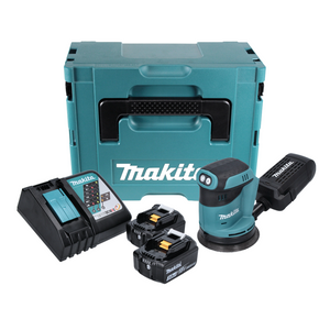 Makita DBO 180 RFJ Akku Exzenterschleifer 18 V 125 mm + 2x Akku 3,0 Ah + Ladegerät + Makpac