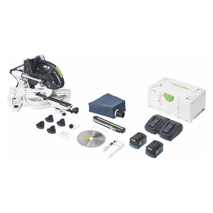Festool KSC 60 EB 5,0 I-Plus KAPEX Akku Kapp Zugsäge 18 V / 36 V 216 mm ( 577665 ) Brushless + 2x Akku 5,0 Ah + Doppelladegerät + Systainer