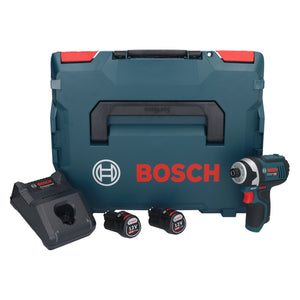 Bosch GDR 12V-105 Professional Akku Drehschlagschrauber 12 V 105 Nm 1/4" ( 06019A6977 ) + 2x Akku 2,0 Ah + Ladegerät + L-Boxx