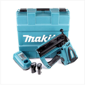 Makita GF 600 SE Akku Gas Stauchkopf Nagler 7,2 V im Koffer mit 2x BL7010 1,0 Ah Akku und DC07SA Ladegerät