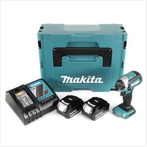 Makita DTD 153 RFJ Akku Schlagschrauber 1/4" 18V 170Nm brushless + 2x Akkus 3,0 Ah + Schnellladegerät im Makpac 2