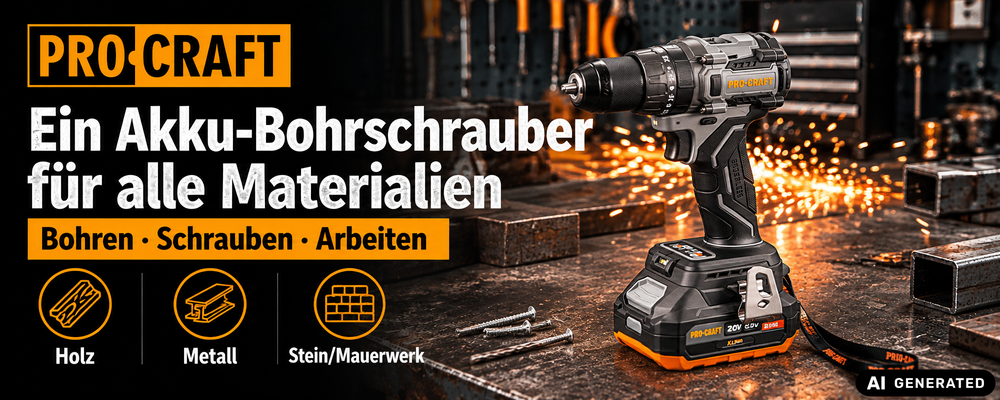 Procraft Industrial CD20Abb Akku Schlagbohrschrauber 20 V 85 Nm Solo - ohne Akku, ohne Ladegerät