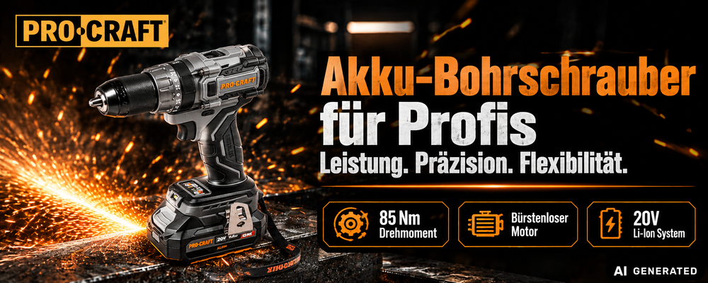 Procraft Industrial CD20Abb Akku Schlagbohrschrauber 20 V 85 Nm Solo - ohne Akku, ohne Ladegerät
