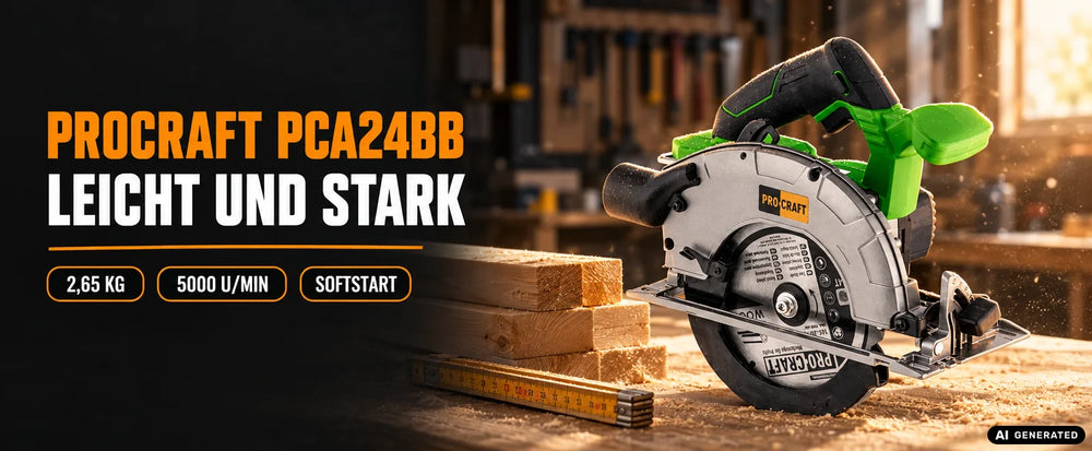 Procraft PCA24bb Akku Handkreissäge 20 V 165 mm Brushless Solo - ohne Akku, ohne Ladegerät