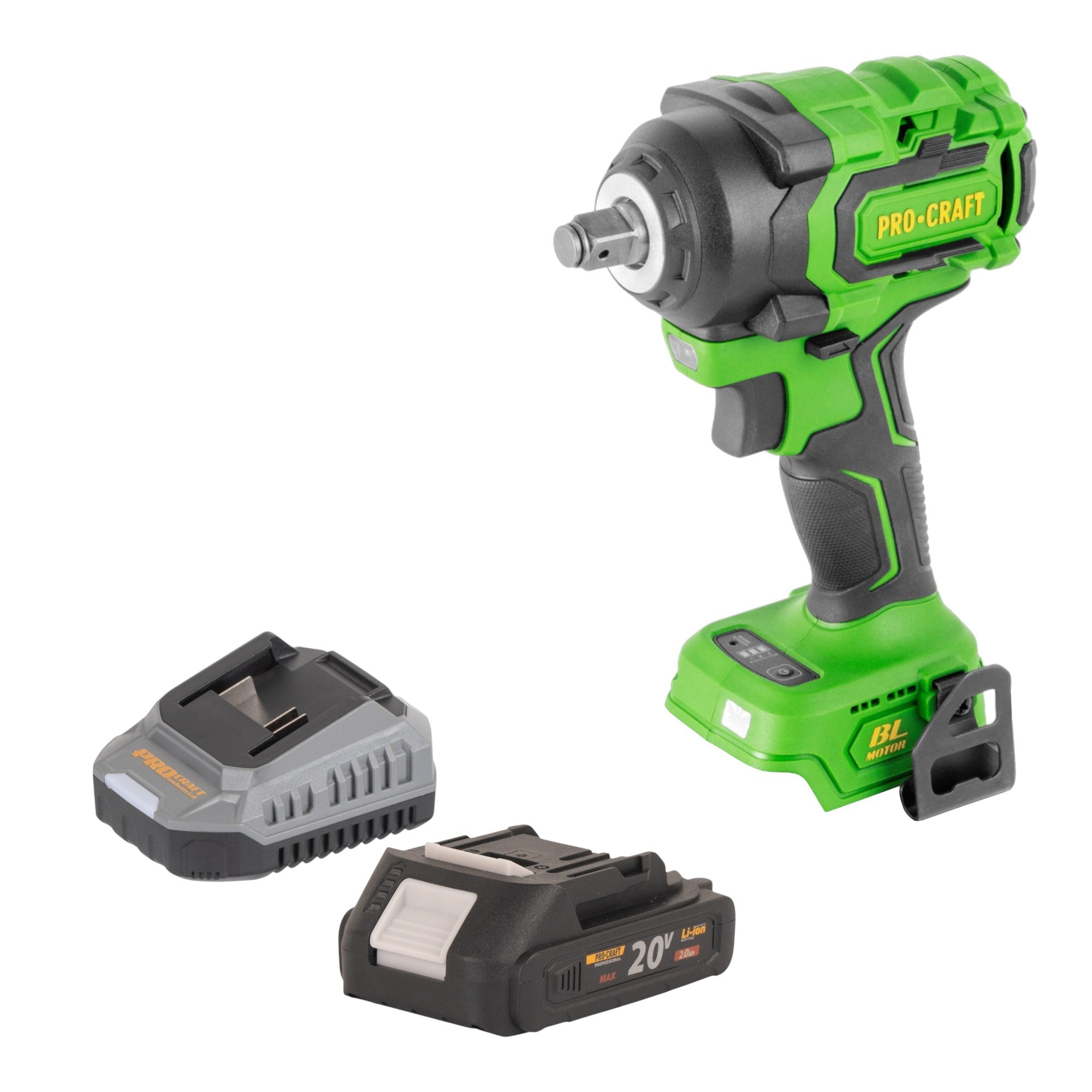 Procraft PWA18bb Akku Schlagschrauber 20 V 550 Nm 1/2" Brushless + 1x Akku 2,0 Ah + Ladegerät