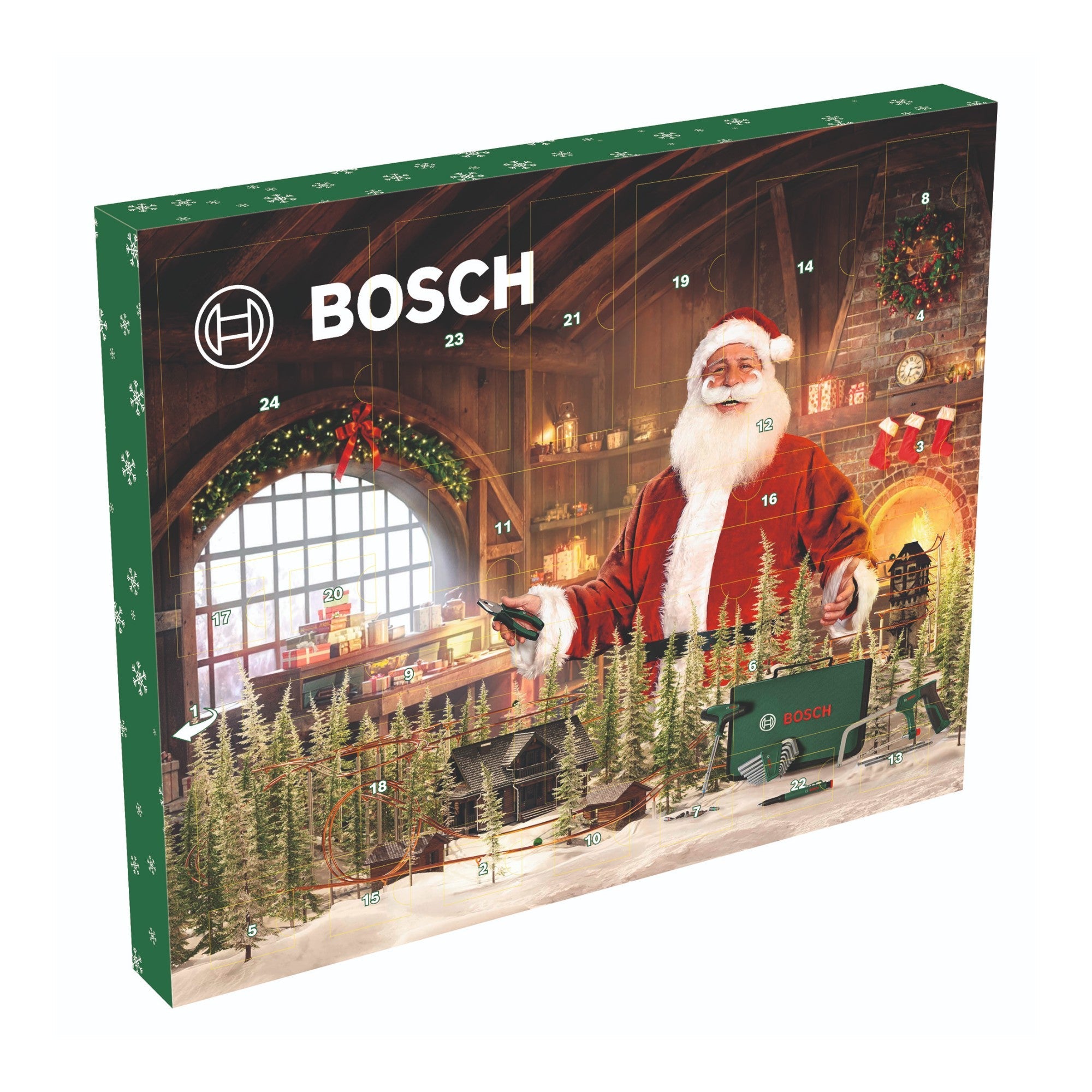 Bosch 41 tlg. Handwerkzeug Adventskalender 2025 ( 1600A039HD ) Set mit Bügelsäge, Bit Schraubendreher, Bits, Tasche, Handwerkzeug