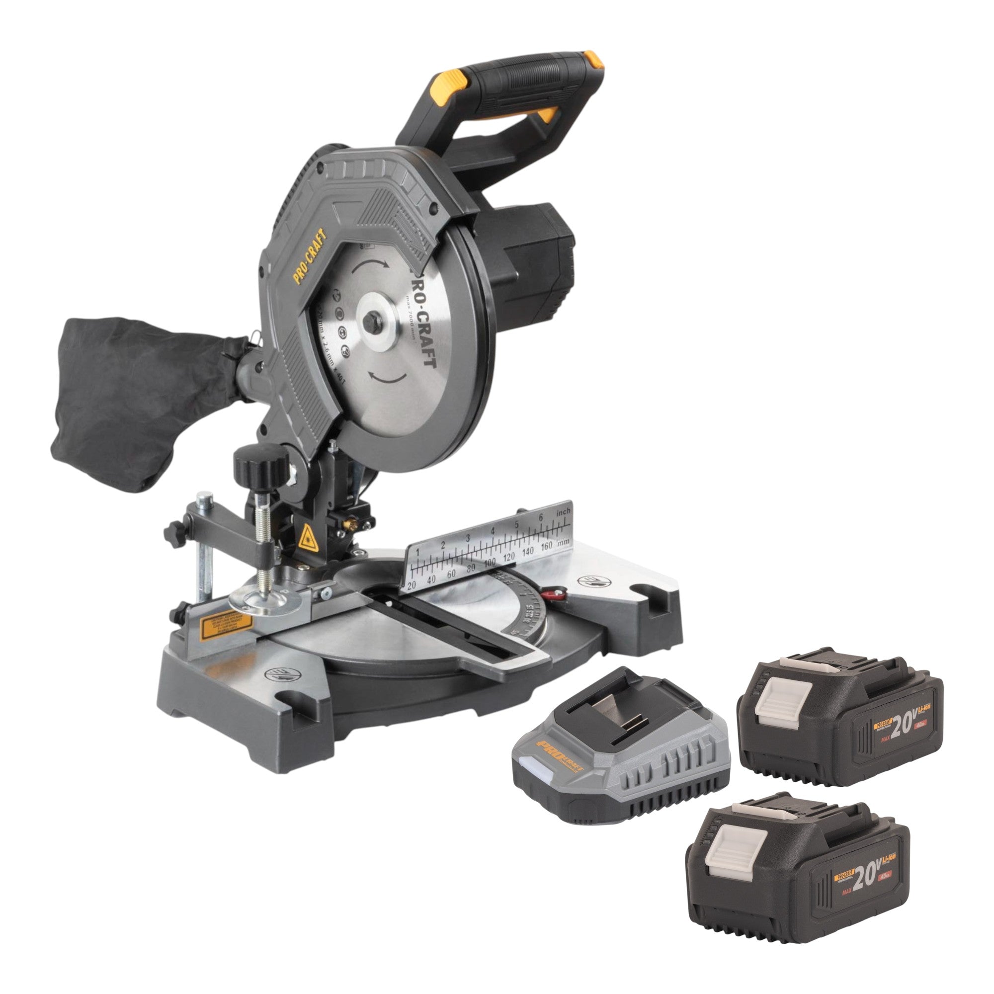 Procraft PGS20bb Akku Kappsäge 20 V 210 mm Brushless + 2x Akku 4,0 Ah + Ladegerät