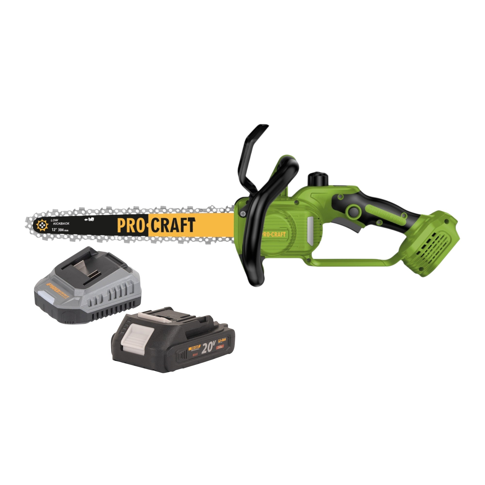 Procraft PKA33-BB Akku Kettensäge 20 V 304 mm Brushless + 1x Akku 2,0 Ah + Ladegerät