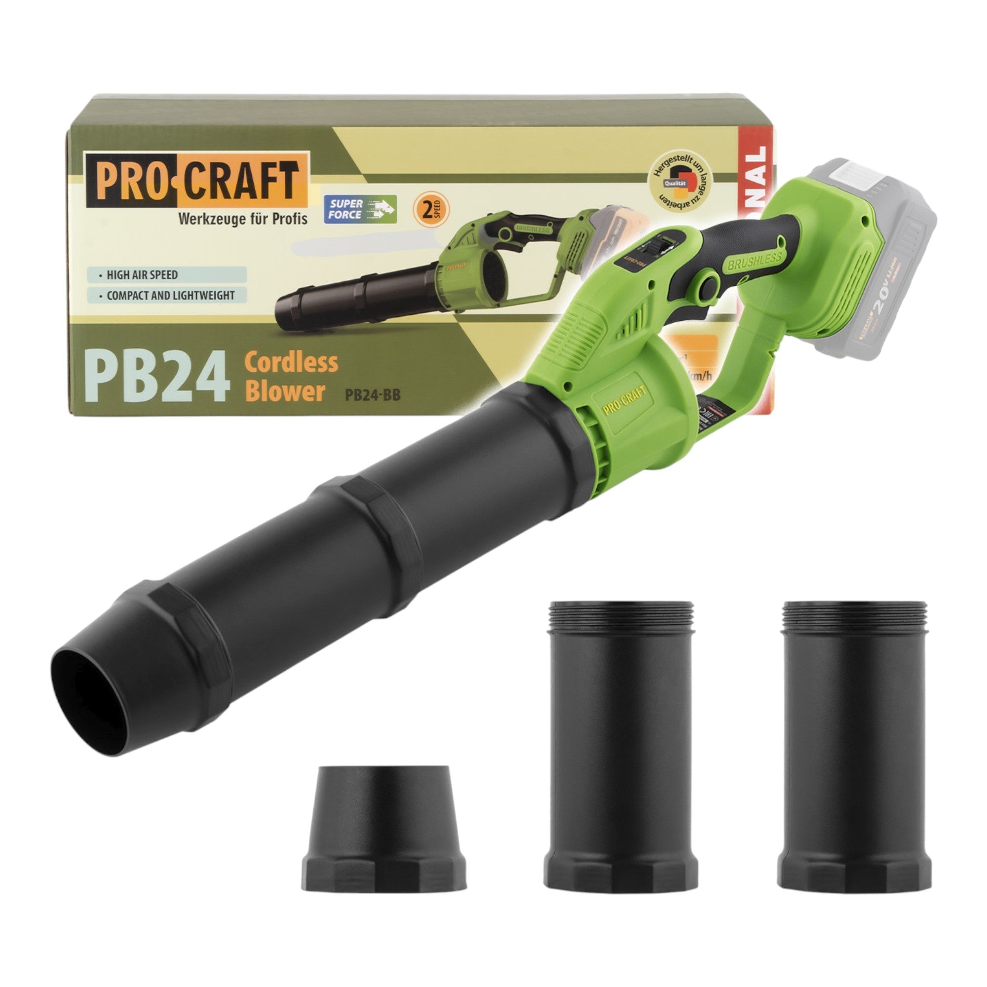 Procraft PB24bb Akku Laubbläser 20 V Brushless Solo - ohne Akku, ohne Ladegerät
