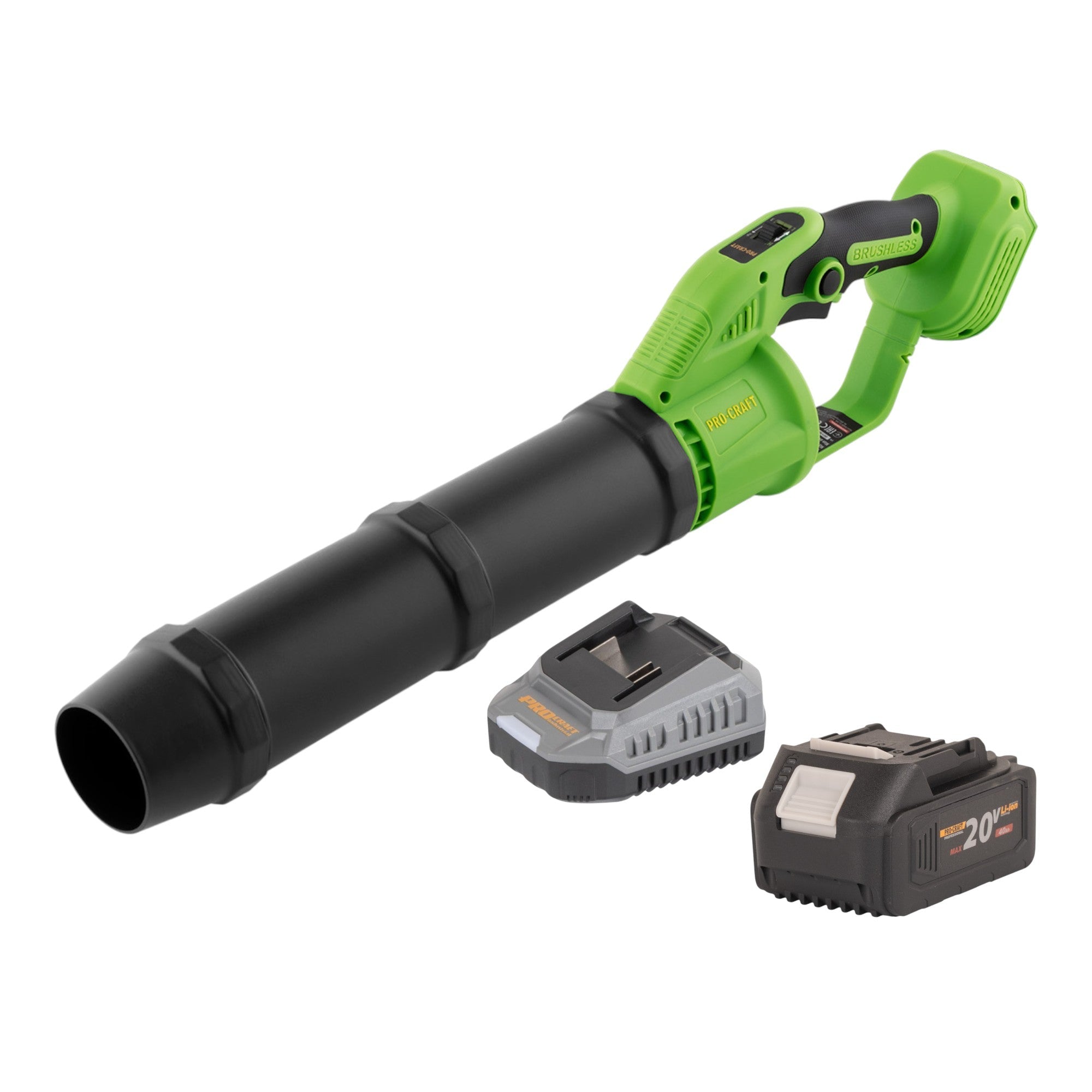 Procraft PB24bb Akku Laubbläser 20 V Brushless + 1x Akku 4,0 Ah + Ladegerät