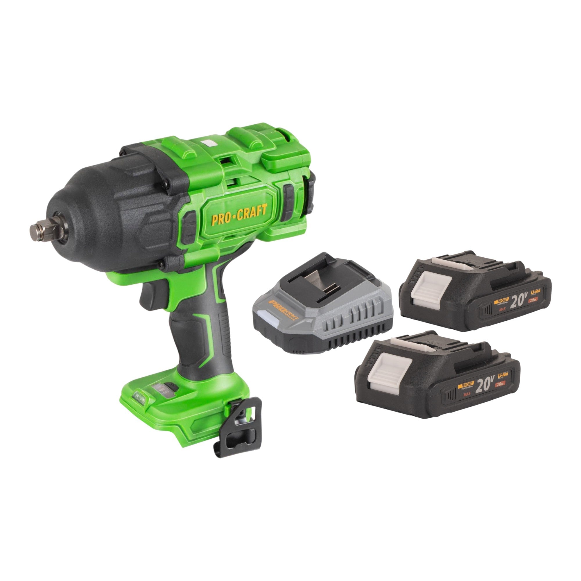 Procraft PWA80bb Akku Schlagschrauber 20 V 1600 Nm 1/2" Brushless + 2x Akku 2,0 Ah + Ladegerät