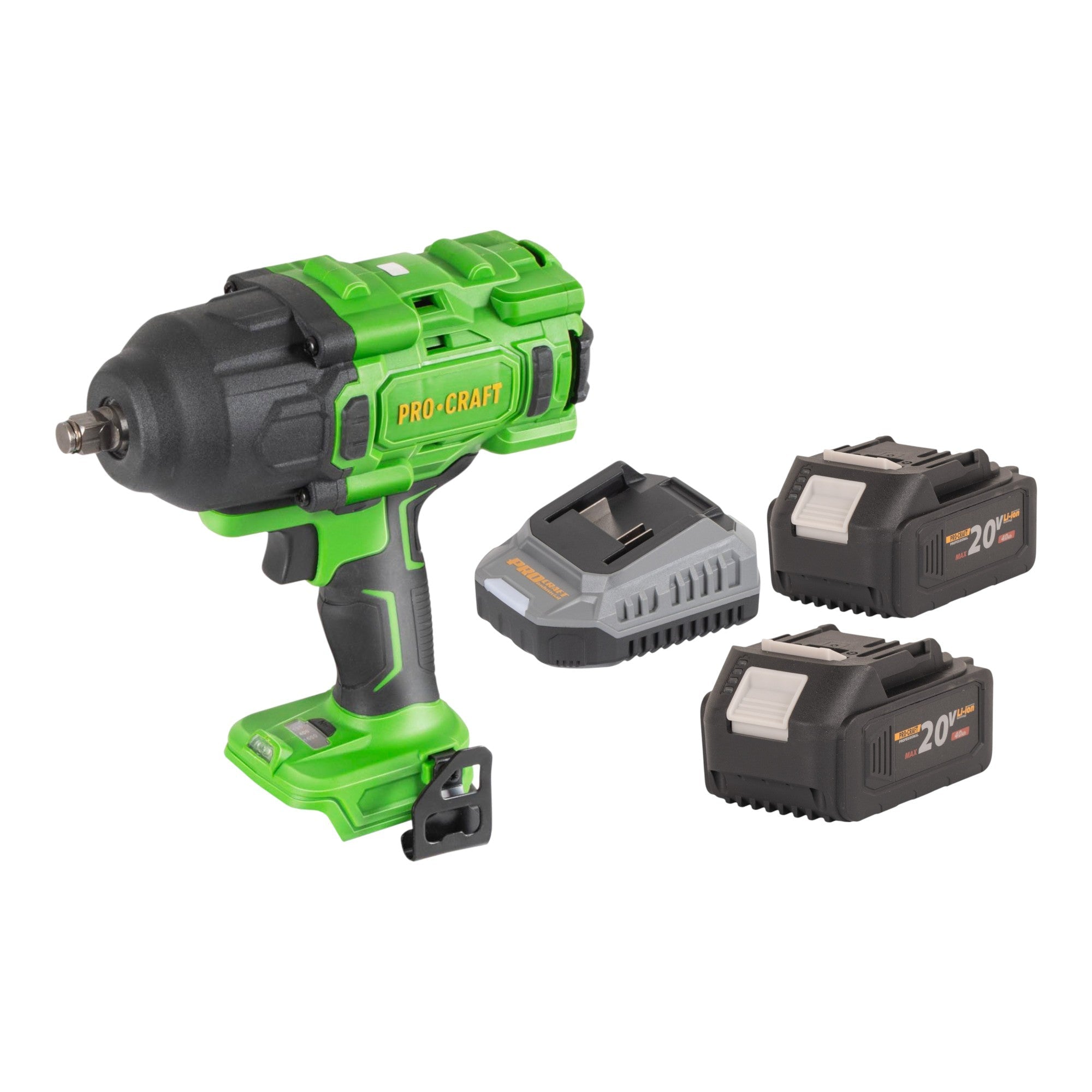 Procraft PWA80bb Akku Schlagschrauber 20 V 1600 Nm 1/2" Brushless + 2x Akku 4,0 Ah + Ladegerät