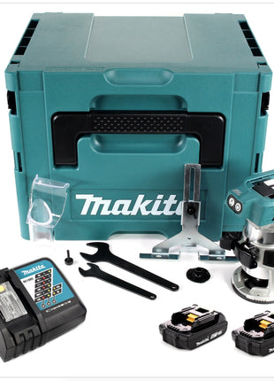 Makita DRT 50 RAJ Akku Multifunktionsfräse 18 V Brushless + 2x Akku 2,0 Ah + Ladegerät + Makpac - Toolbrothers