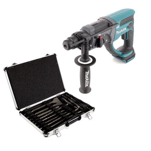Makita DHR 202 Z 18 V Li-Ion Akku Kombihammer Solo mit SDS Plus + D-42444 SDS-Plus Bohrer-Meißel-Set 17 tlg. im Alu Koffer