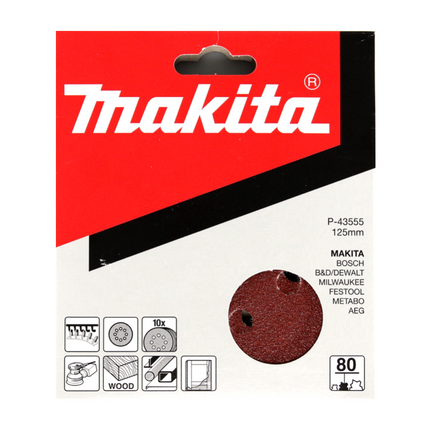 Makita BO 5041 Exzenterschleifer / Schleifmaschine 300 W 125 mm + 10x Schleifpapier 125 mm Körnung 80 - Toolbrothers