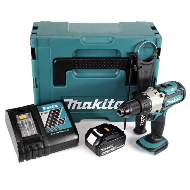Makita DHP 451 RT1J 18 V 3. Gang Li-Ion Akku Schlagbohrschrauber im Makpac + 1x 5,0 Ah Akku + Schnellladegerät - Toolbrothers