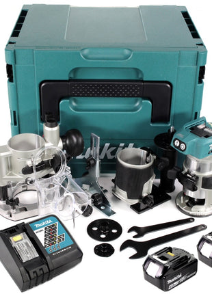 Makita DRT 50 RMJ X2 18 V Li-Ion Akku Brushless Multifunktionsfräse im Makpac inkl. Fräsmodule + 2x 4,0 Akku + Ladegerät - Toolbrothers