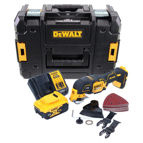 DeWalt DCS 355 P1 Akku Oszillierer Multitool 18 V Brushless + 1x Akku 5,0 Ah + Ladegerät + 29 tlg. Zubehör + TSTAK - Toolbrothers