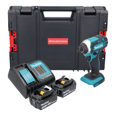 Makita DTD 152 SFJ-R akumulatorowy klucz udarowy 18 V 165 Nm 1/4" + 2x akumulator 3,0 Ah + ładowarka + RHINO