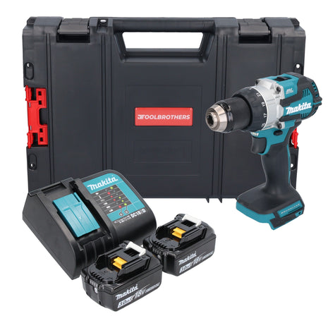 Makita DHP 489 SFJ-R Akku Schlagbohrschrauber 18 V 73 Nm Brushless + 2x Akku 3,0 Ah + Ladegerät + RHINO